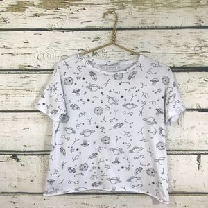 Pull&Bear Galaxy Patterned Short T-Shirt